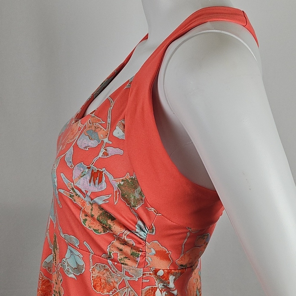 Patagonia Morning Glory Jersey Knit Coral Floral Print Crossback A Line Dress - Picture 10 of 16